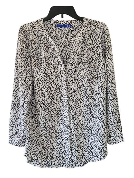 Apt 9 Tops - Apt 9 Leopard Print V-Neck Blouse Womens Size M Long Sleeve Pockets Career